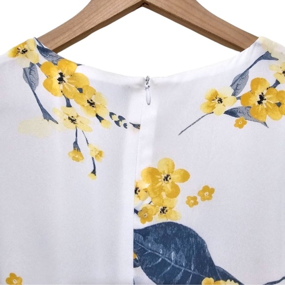 Lulus French Countryside White and Yellow Floral Print High-Low Dress S - Picture 9 of 13